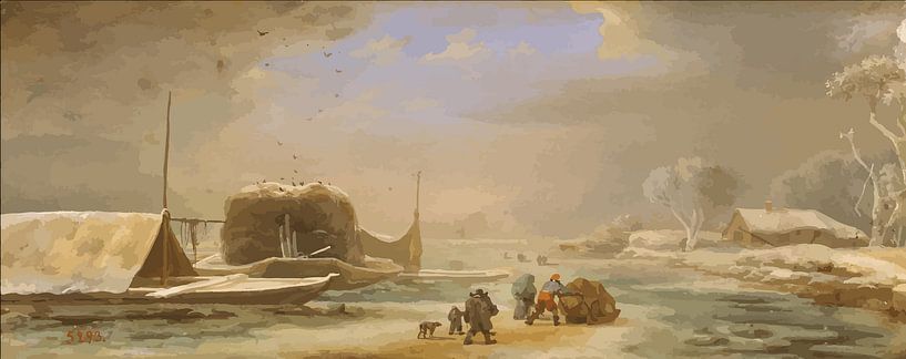 Winterlandschap van Jan Asselijn. van Frank Zuidam
