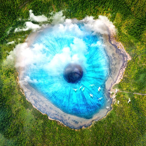Droomkunst XX - Surreal Eye Lake van ARTenyo👁⃤-