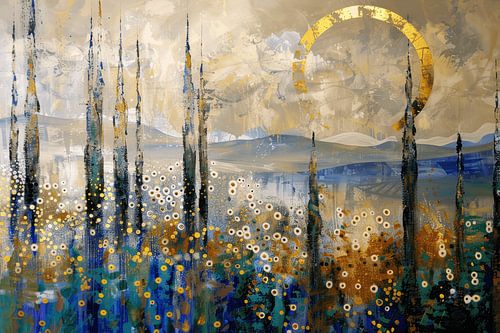 Kleurrijk modern en abstract Italiaans landschap