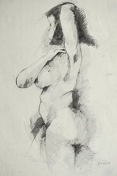 Naaktmodel Tekening, Nude model Drawing, Dessin de Modèle Nu, Aktmodel van Sylvia Dekker