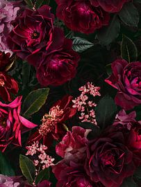 Botanischer Mitternachts Sommer Rosengarten von Floral Abstractions