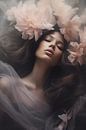Vrouw en bloemen van Kim Vos thumbnail