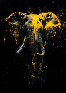 Malerei Elefant Gold