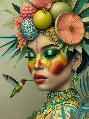 Carnival queen with hummingbird