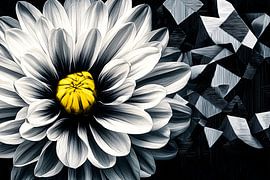 Black and white flower with yellow heart by Art & Soul Creations