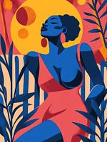 Black woman in colourful composition