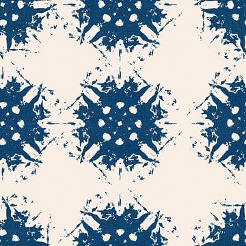 Shibori of tie dye vintage geïnspireerd patroon in blauw en beige 4