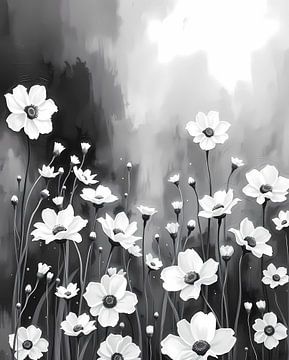 Elegant Anemone bloemmotief (zwart-wit) van Artistic