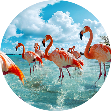 Flamingo’s in tropische oase van byRenzo
