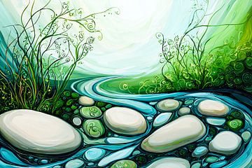 Rivier met stenen en natuur van Imperial Art House