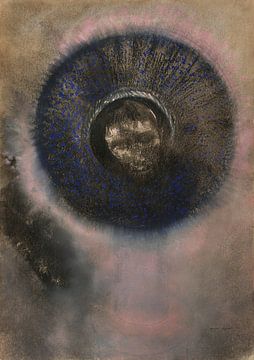 Kopf in einer Aureole (1894-1895) von Odilon Redon. Rosa und blaue Pastellfarben. von Dina Dankers