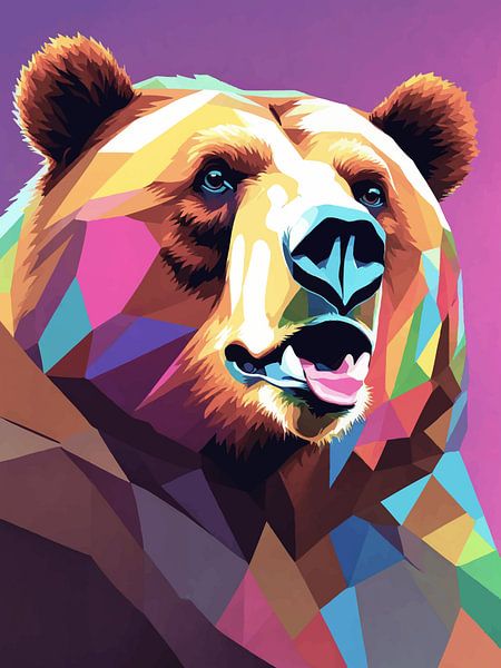 Bruine Beer Pop Art 2 van MIROKKU