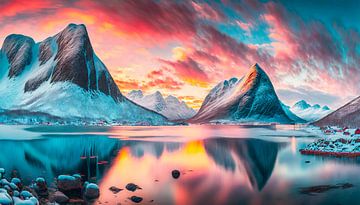 Noorwegen met zonsondergang van Mustafa Kurnaz