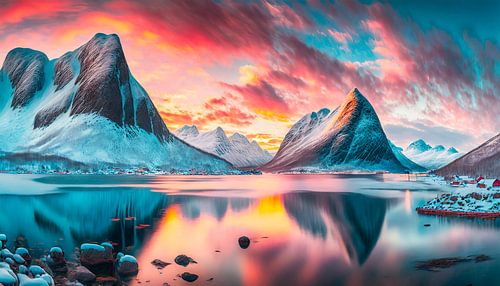 Norvège avec coucher de soleil