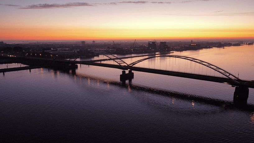 Merwede Bridge Gorinchem at Sunrise – Wall Art Print by PEEQ.