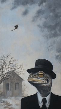 Lézard arrogant Art numérique vintage surréaliste