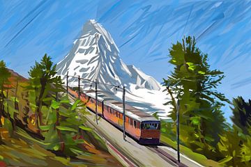 Schilderij Gornergrat Bahn van Anton de Zeeuw