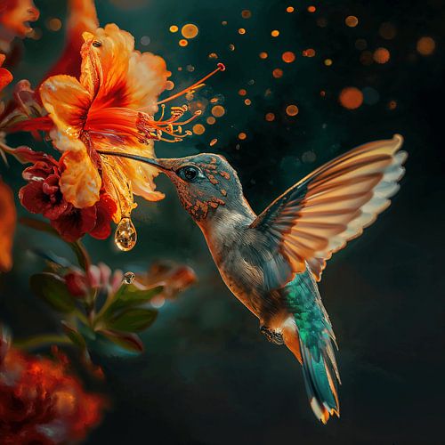 Colibri buvant du nectar