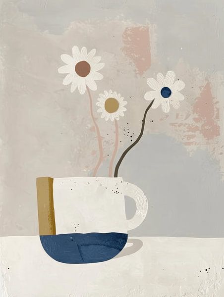 Stilleben mit Blumen in Pastellfarben von Japandi Art Studio