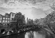 "View over the Old Canal" and Dom in Utrecht (Monochrome) by Kaj Hendriks thumbnail