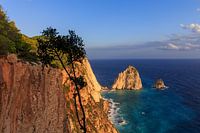 Sea view with a rock formation on the island of Zakynthos in Greece