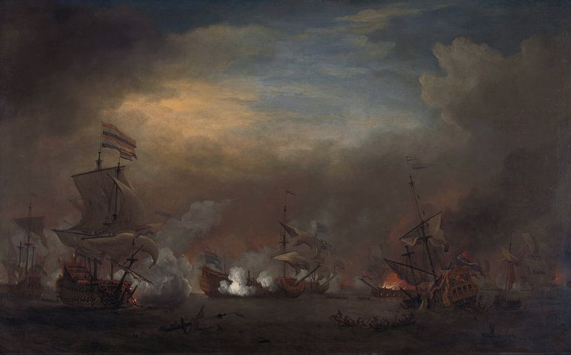 Battle during the naval battle at Kijkduin, ca. 1675 by Atelier Liesjes