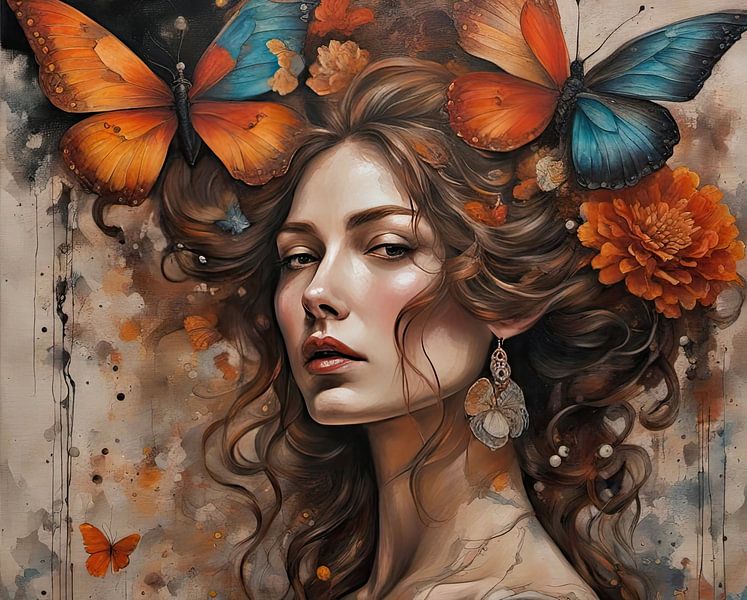 Butterflies and flowers No. 31.91 by Eye catching paintings
