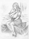 Schöne Frau mit großen Brüsten - Erotikzeichnung von Marita Zacharias Miniaturansicht