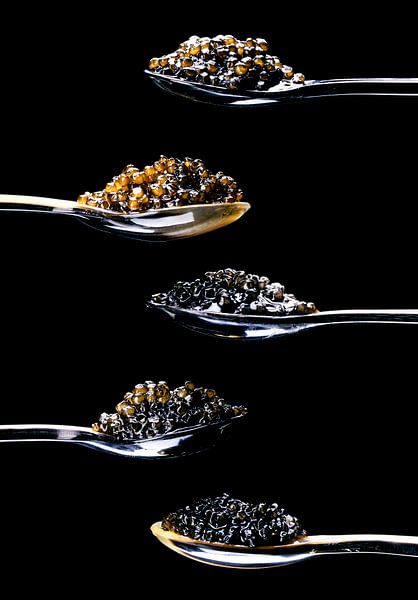 five different types of caviar by Ruurd Dankloff