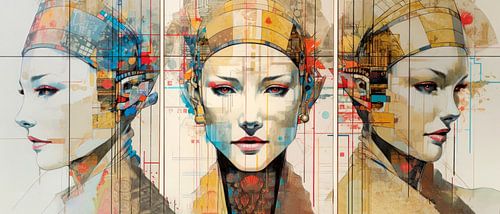 Pop-Art Neo-Dada Vrouw Portret