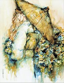 Geishas und Kimonos 1. handbemaltes Porträt.