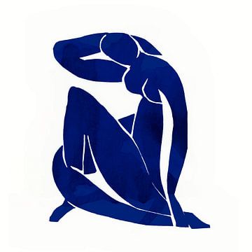 Geïnspireerd door Henri Matisse op aquarelpapier Blauw van Mad Dog Art