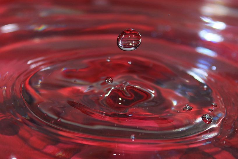 Kunst mit Wassertropfen Balk Fries Farbe Rot von Fotografie Sybrandy