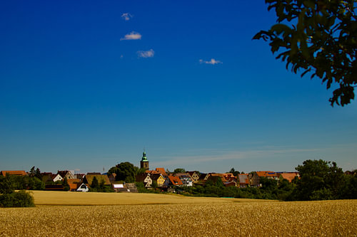 Blauer Himmel und goldene Felder