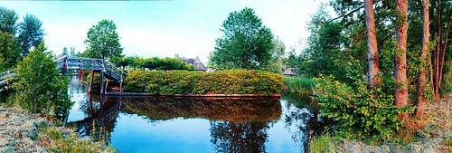 summer panorama of  in old dutch village