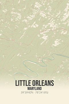 Vintage landkaart van Little Orleans (Maryland), USA. van Rezona