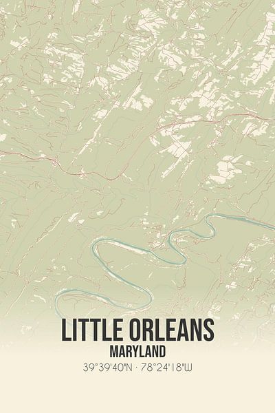 Vintage landkaart van Little Orleans (Maryland), USA. van MijnStadsPoster