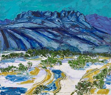Besneeuwd landschap met bergen van Jukyong Park