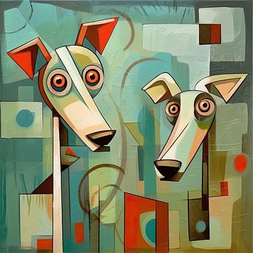 Schilderij Abstracte Honden van ARTEO Schilderijen