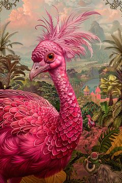 Roze fantasie vogel uit de 'Djawa' serie van Atelier Lovina