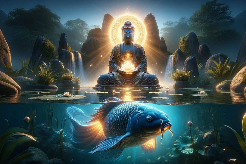 Enlightenment and harmony in the mysterious koi pond by artefacti