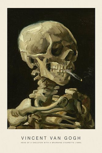 Tête de squelette avec une cigarette allumée - Vincent van Gogh