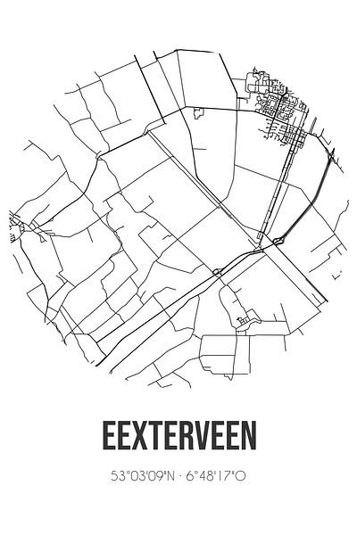 Eexterveen (Drenthe) | Map | Black and white by Prints of Place