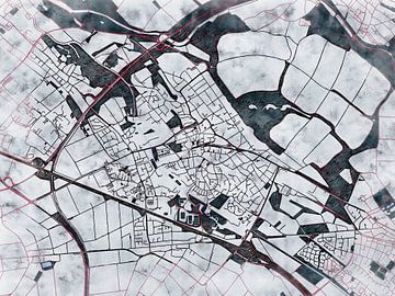 Kaart van Bergheim in de stijl 'White Winter' van Maporia
