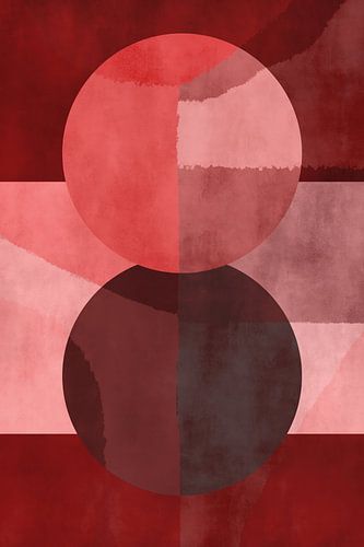 70s Retro veelkleurige abstracte vormen. Rood, bruin, taupe, roest.