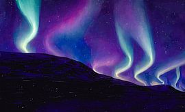 Noorder licht op doek van Quin van Saane