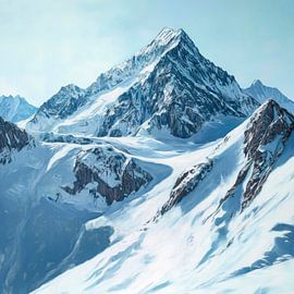 Schneebedeckte Gipfel im Sonnenlicht von Poster Art Shop