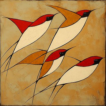 Soaring Simplicity | Abstracte Elegantie in Vogelkunst van Karina Brouwer