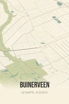 Carte vintage de Buinerveen (Drenthe) sur Rezona