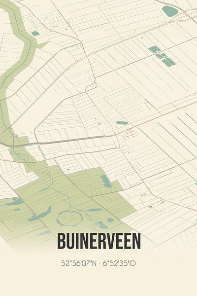 Alte Landkarte von Buinerveen (Drenthe) von Ortsdrucke